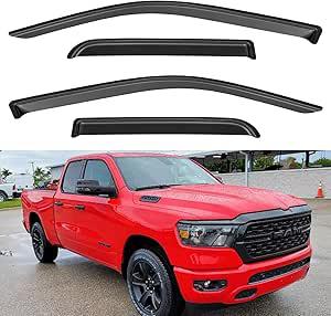 New, *Window Visors Rain Guards for 2019-2024 Dodge Ram 1500 Quad Cab (New Body Style), Window Vent Wind Deflectors Visors Shades for 19-24 Ram 1500 (2 Full-Size Doors, 2 Half-Size Doors)