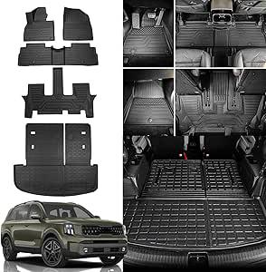 139.99 - New, *Rongtaod Floor Mats Compatible with 2020-2025 Kia Telluride 7&8 Seats Trunk Mat Cargo Mat Cargo Liner Back Seat Cover Protector 2024 Telluride Accessories (Trunk Mat with Backrest Mat+Floor Mats)