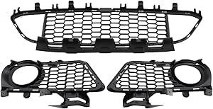 New, *MotorFansClub 3PCS Front Bumper Lower Grille and Fog Light Covers Kit Fit for BMW 3 Series F30 F31 F35 2012 2013 2014 2015 2016 2017 2018 Black