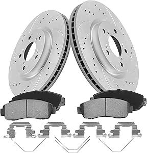 128.92 - New, *Brake Pads and Rotors Kit Front,Compatible with Honda Odyssey 2011-2014| Drilled Slotted Rotors Kit Geomet Coated|319.8mm(12.6in)|31538 D1521-7994|Drilled/Slotted Brake Rotors