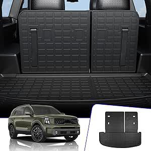 New, *Rongtaod Cargo Mat Compatible with 2020-2025 Kia Telluride Cargo Liner Trunk Mat TPE All Weather Back Seat Cover Protector 2024 Telluride Accessories (Trunk Mat with Backrest Mat)
