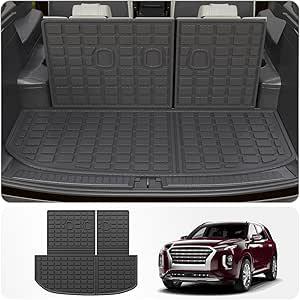 New, *Cargo Mat Compatible with 2020-2025 Hyundai Palisade Trunk Mat Cargo Liner Trunk Liner TPE All Weather Back Seat Cover Protector Palisade 2024 Accessories (Trunk Mat with Backrest Mats)