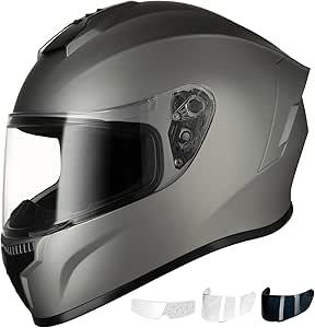 New, *Favoto Full Face Motorcycle Helmet - Dual Visor, Anti-Fog Film Included, DOT Approved Adult Dirt Bike Helmet for Men Women