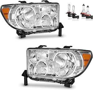 129.85 - New, *Headlights W/Bulbs for 2007-2013 Toyota Tundra, Fits 2008-2017 Sequoia (Fits 12-14 Sequoia Models WITHOUT Headlight Washer Only, NOT for models with leveling dial)