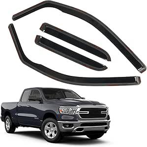 New, *4 PCS in-Channel Rain Guards for Trucks 2019-2024 Dodge Ram 1500 Quad Cab, Smoke Tinted Window Deflectors, Extra Durable Vent Window Visors, Vent Shade Shield 2020 2021 2022 2023