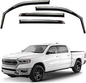 New, *Window Deflectors Smoke Tinted in-Channel Side Window Vent Visor Deflectors Rain Guards Compatible with Ram 1500 2019-2025 Crew Cab - 4pcs. GW0112
