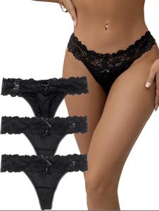 Ohyeah Women's Sexy Lace G-String Thongs Panties Underwear - Black