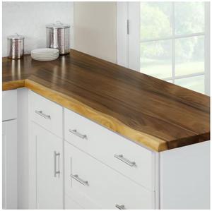 Hampton Bay Finished Saman Solid Wood Butcher Block Countertop With Live Edge, 6 ft. L x 25 in. D (Retail $369.00)