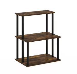 Furinno Turn-N-Tube 3-Tier Kitchen Cart with Storage Shelf - Amber Pine/Black