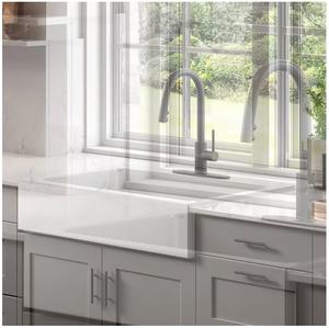Sinkology Josephine 34 Inch 3-Hole Quick Fit Drop-In Farmhouse Single Bowl Crisp White Fireclay Kitchen Sink (No Faucet) (Retail $399.00)