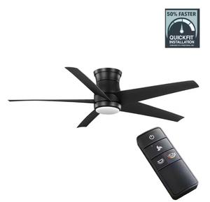 Hampton Bay Mena 54 in. White Color Changing LED Indoor/Outdoor Matte Black Hugger Ceiling Fan with Light and Remote (Retail $169.00)