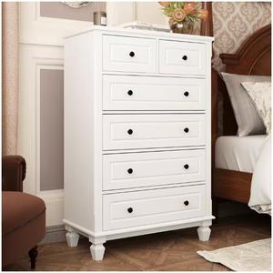 6-Drawers White Wood Chest of Drawers Dresser Vanity Table Storage Cabinet (Retail $228.00)