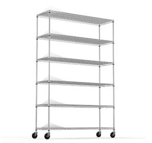 FUNKOL 6-Tier Heavy Duty Storage Wire Rack with Wheels - Chrome (Retail $189.04)