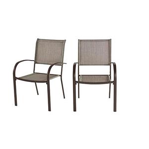 StyleWell Mix and Match Stationary Stackable Steel Split Back Sling Outdoor Patio Dining Chair - Riverbed Taupe Tan, 2-Pack (Retail $69.00)