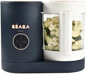BEABA Babycook Neo, Glass Baby Food Maker, Glass Baby Food Processor, 4 in 1 Baby Food Steamer, Glass Baby Food Blender, Baby Essentials, Make Baby Food at Home, 5.5 Cups-Up to 20 Servings, Midnight