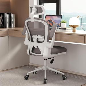 Apusen Ergonomic Office Chairs with Adjustable Lumbar Support,Mesh Desk Chair with Adjustable Arms and Wheels,Computer Desk Chair for Home Office Essentials?Headrests,White, Slightly scuffed and used