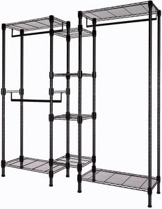 Soywey Heavy Duty Wire Garment Rack, Clothing Rack Clothes Rack for Hanging Clothes Metal Free Standing Clothes Rack Wire Metal Clothing Rack Closet?Black?