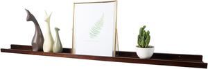Long Floating Shelf 48 Inch Natural Wood Shelves for Bedroom, Rustic Display Books Picture Ledge Shelf for Wall Mounted, Solid Walnut Wood Shelf, Easy to Install, Walnut Color, 48 *4 *1.5 (1 Pack)