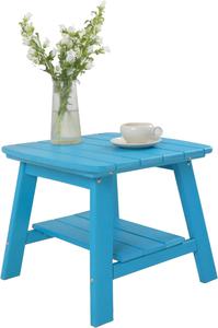 BIVODA Adirondack Outdoor Side Table, 2-Tier HDPE Plastic Patio End Table, 20&#39;&#39; Square Modern Side Table for Patio, Pool, Porch, Easy Maintenance &#38; Weather Resistant