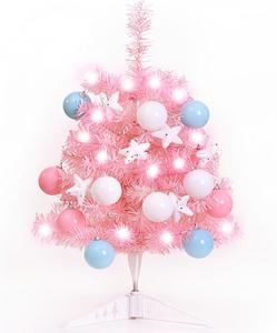 Mini Christmas Tree 24&#34;/60cm Kakdsoip Tabletop Christmas Tree Pink Artificial Xmas Tree with 13 Decorations Holiday Decoration for Home, Office, Party