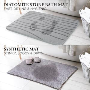 Diamond Ci Shower Stone Bath Mat, 23.5 x 15 Inches Mat, Set of 3 Drying Stone Bath Mats for Bathroom &#38; Kitchen Counter Dish Drying Mat, Super Absorbing &#38; Non-Slip Diatomite Mats, Dark Gray