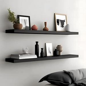 HXSWY 36 Inch Rustic Floating Shelves Wall Mounted Farmhouse Wooden Wall Shelf for Bathroom Kitchen Bedroom Living Room Set of 4 Black