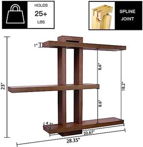 yaqew Variable Floating Shelves Wood Set of 4, Cube Wall Mounted Shelves 28.35&#34; Max, Wall Shelves for Living Room Bedroom Farmhouse - Light Walnut Color - 28.35&#34; x 23&#34; x 4.3&#34; Max