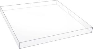 MIKINEE 24&#215;24 Inches Clear Acrylic Serving Tray with Handles Extra Large Ottoman Tray Decorative Tray Spill-Proof Coffee Table Space Saver Oversize Counter top Organizer Platter with Safe Edge