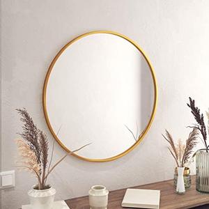 Gold Circle Wall Mirror 30 Inch Round Wall Mirror for Entryways, Washrooms, Living Rooms and More (Gold, 30&#34;)