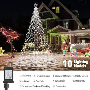 Flacchi Christmas Lights Outdoor with 10ft Pole - 404 LED Star String Lights with Remote 10 Lighting Modes Waterproof for Tree Yard Exterior Wall Housetop Window Holiday Decor(White)