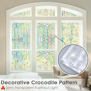 ALIUNI Rainbow Window Privacy Film: 3D Stained Glass Holographic Window Cling Film Heat Control Sun Blocking Decorative Static Cling Window Coverings for Home (17.5 x 78.7 in)