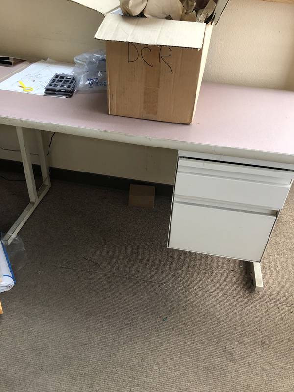 Three piece corner desk with filing cabinet Auction