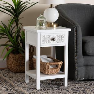 Classic and Traditional White Finished Wood 1-Drawer End Table MDF, Same  style, New, Retail price $114 Auction