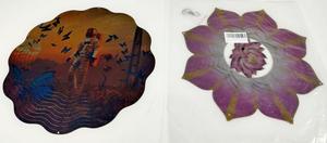 (2) Assorted OMCCHK Hanging Stainless Steel Wind Catcher, 12&#34; - Astronaut w/ Butterflies and Lotus