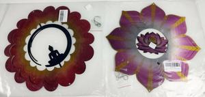 (2) Assorted OMCCHK Hanging Stainless Steel Wind Catcher, 12&#34; - Zen and Lotus