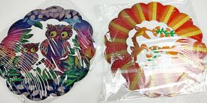 (2) Assorted OMCCHK Hanging Stainless Steel Wind Catcher, 12&#34; - Owl and Hummingbirds