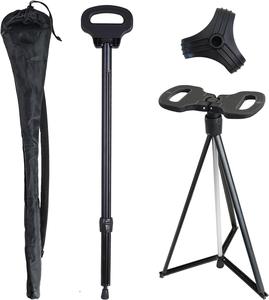 Cane with Seat 2-in-1 Portable Walking Stick with Seat for Men &#38; Women Folding Lightweight Sturdy Tripod Cane Foldable Stool Mobility Aid Crutch Chair with Travel Bag for Elderly, Seniors &#38; Handicap , New, Retail price $80