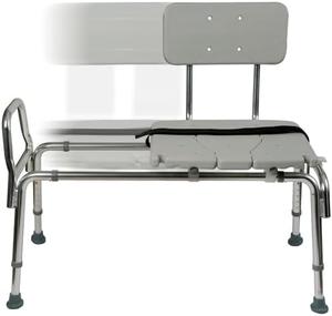 DMI Tub Transfer Bench and Sliding Shower Chair, Made of Heavy Duty Non Slip Aluminum, Seat with Adjustable Height &#38; Cut Out Access, Holding Weight Capacity up to 400 Lbs, Gray, New, Retail price $115
