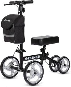 ELENKER Steerable Knee Walker with 10&#34; Front Wheels Deluxe Medical Scooter for Foot Injuries Compact Crutches Alternative Black, New, Retail price $110