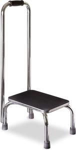 DMI Step Stool with Handle and Non Skid Rubber Platform, Lightweight and Sturdy Stool for Seniors, Adults and Children, Holds up to 300 Pounds with 9.5 Inch Step Up, 17.3&#34;D x 12.3&#34;W x 34&#34;H, Chrome , New,