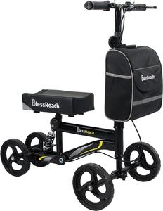 BlessReach Economy Knee Scooter, Steerable Knee Walker, Foldable Knee Scooters for Foot Injuries Adult Best Crutches Alternative Black , New, Retail price $84