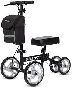 ELENKER Steerable Knee Walker with 10&#34; Front Wheels Deluxe Medical Scooter for Foot Injuries Compact Crutches Alternative Black, New, Retail price $100