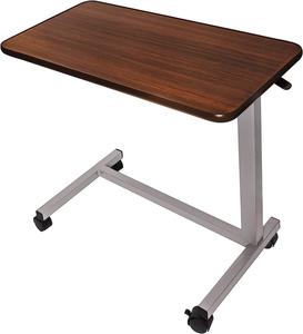 Vaunn Adjustable Overbed Bedside Table With Wheels (Hospital and Home Use), Walnut Brown, New, Retail price $70