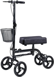 WINLOVE Black Steerable Knee Walker Roller Scooter with Basket Dual Braking System for Angle and Injured Foot Broken Economy Mobility , New, Retail price $89
