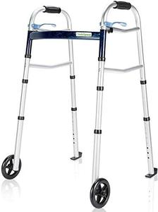 OasisSpace Compact Folding Walker with Trigger Release and 5 Inches Wheels for Seniors Elderly [Accessories Included] Narrow Lightweight Support up to 350 lb(FSA or HSA Eligible), New, Retail price $65