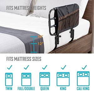Stander EZ Adjust Bed Rail, Adjustable Senior Bed Rail and Bed Assist Grab Bar for Elderly Adults with Organizer Pouch, New, Retail price $109
