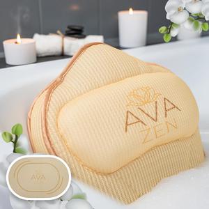 Ava Zen Extra Large Bath Pillow and Bath Mat, Bath Pillow for Tub Neck and Back Support, Luxury Spa Set Includes Bath Mat, Wash Bag and Spa Bag, Bathtub Pillow with 6 Non-Slip Suction Cups , New,