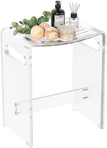 Acrylic Shower Stool, Clear Shower Chair with Handles for Inside Shower, Non-Slip Shower Bench Bath Seat with Rounded Edge and Anti-Slip Surface Design, 300lbs Weight Capacity, New, Retail price $120