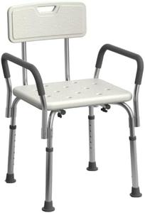 Medline Shower Chair Seat with Padded Armrests and Back Heavy Duty Shower Chair for Bathtub Slip Resistant Shower Seat with Adjustable Height Shower Chair for Inside Shower with 350 lb Capacity, New,