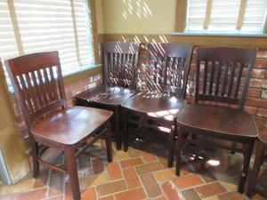 (4) Mixed Color Wood Dining Chairs (All Show Wear) 